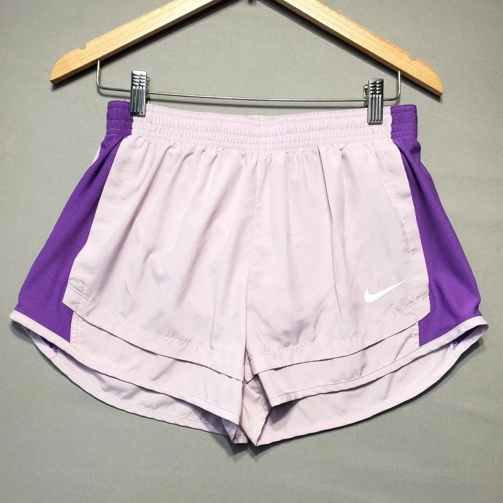 Nike Dri-FIT Running Shorts Womens M Purple Lined Colorblock Gym CZ9626-576‎